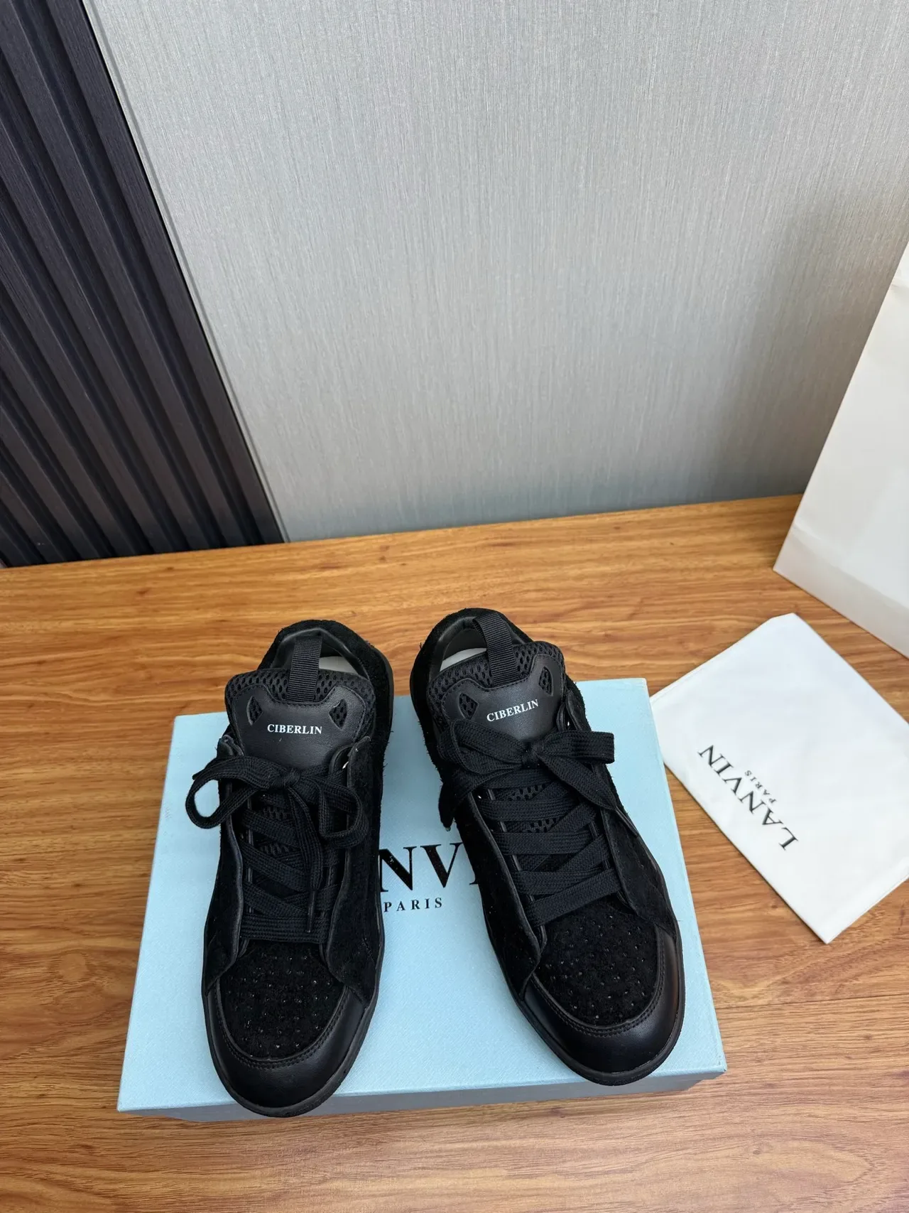 CIBERLIN Monochrome Black Suede-Mesh Lifestyle Sneaker 2