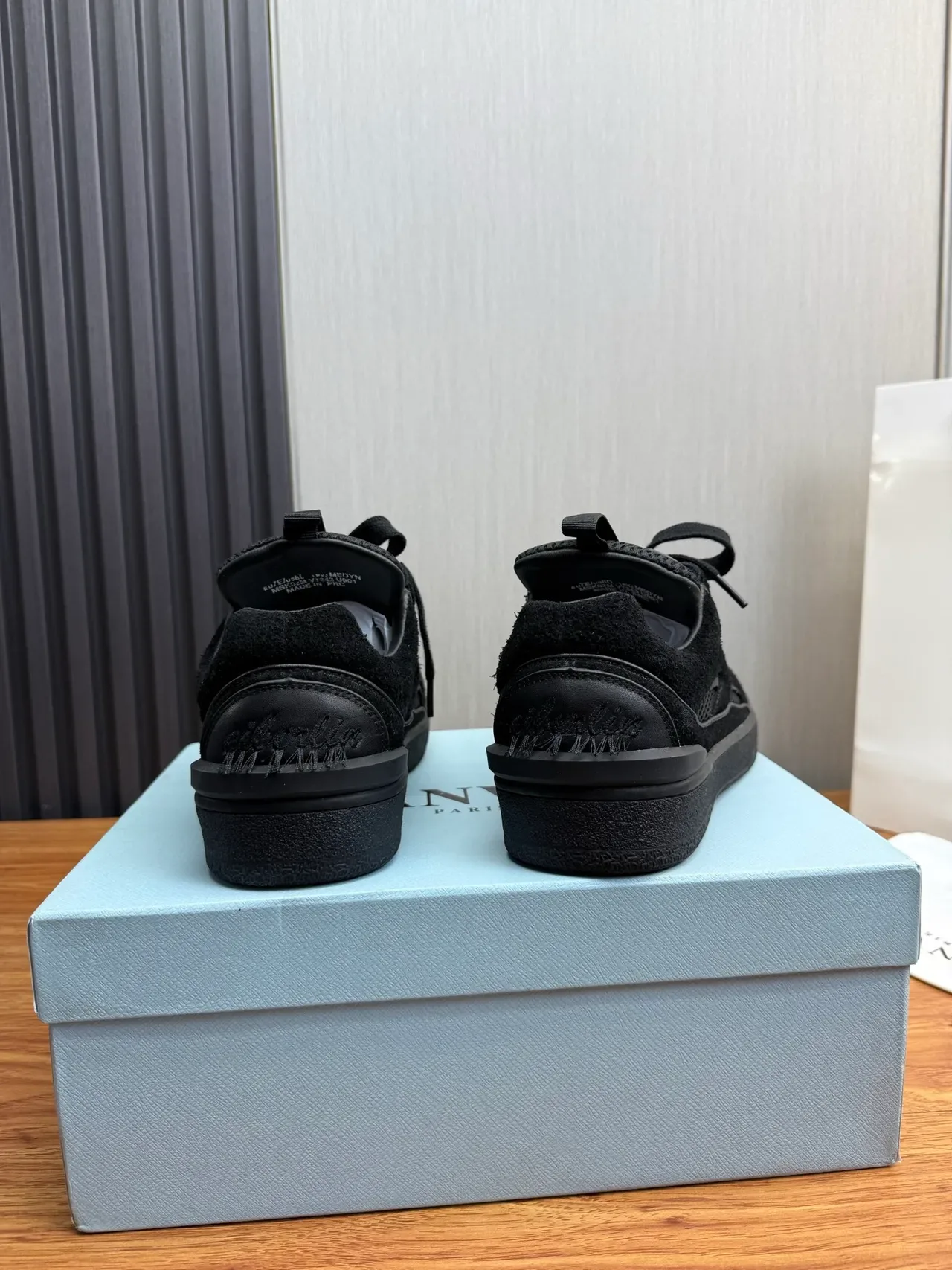 CIBERLIN Monochrome Black Suede-Mesh Lifestyle Sneaker 5