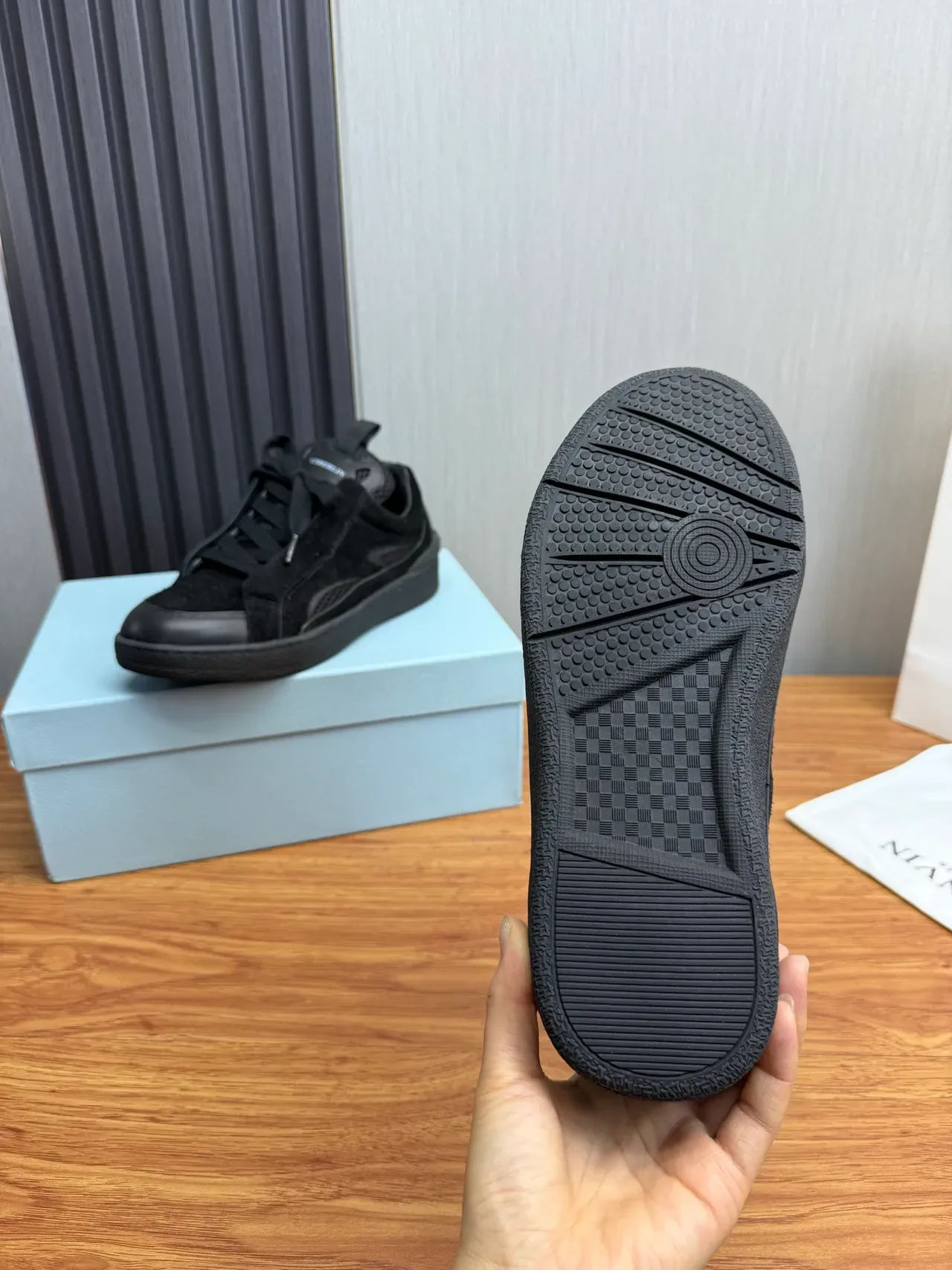 CIBERLIN Monochrome Black Suede-Mesh Lifestyle Sneaker 11