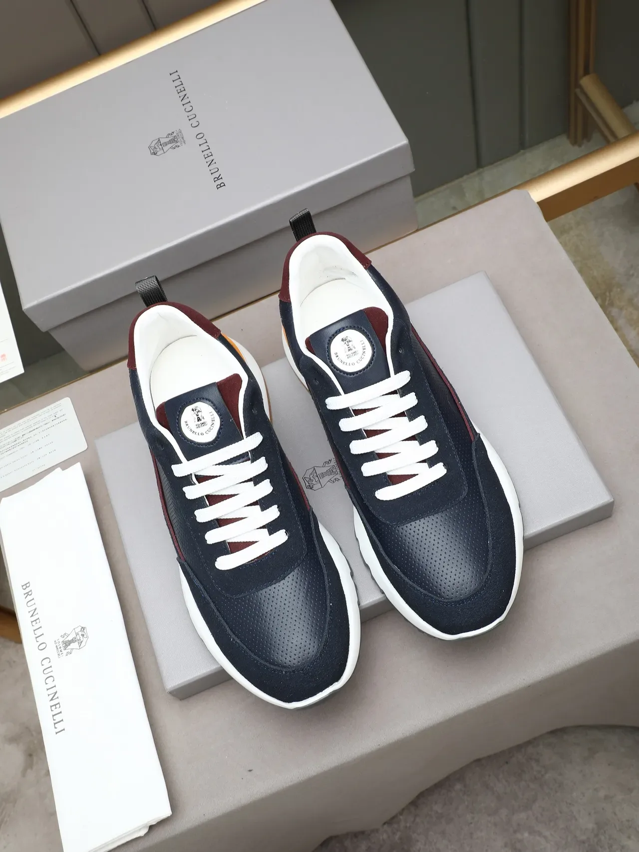 Cinelli Navy and Orange Perforated Lifestyle Sneaker 2