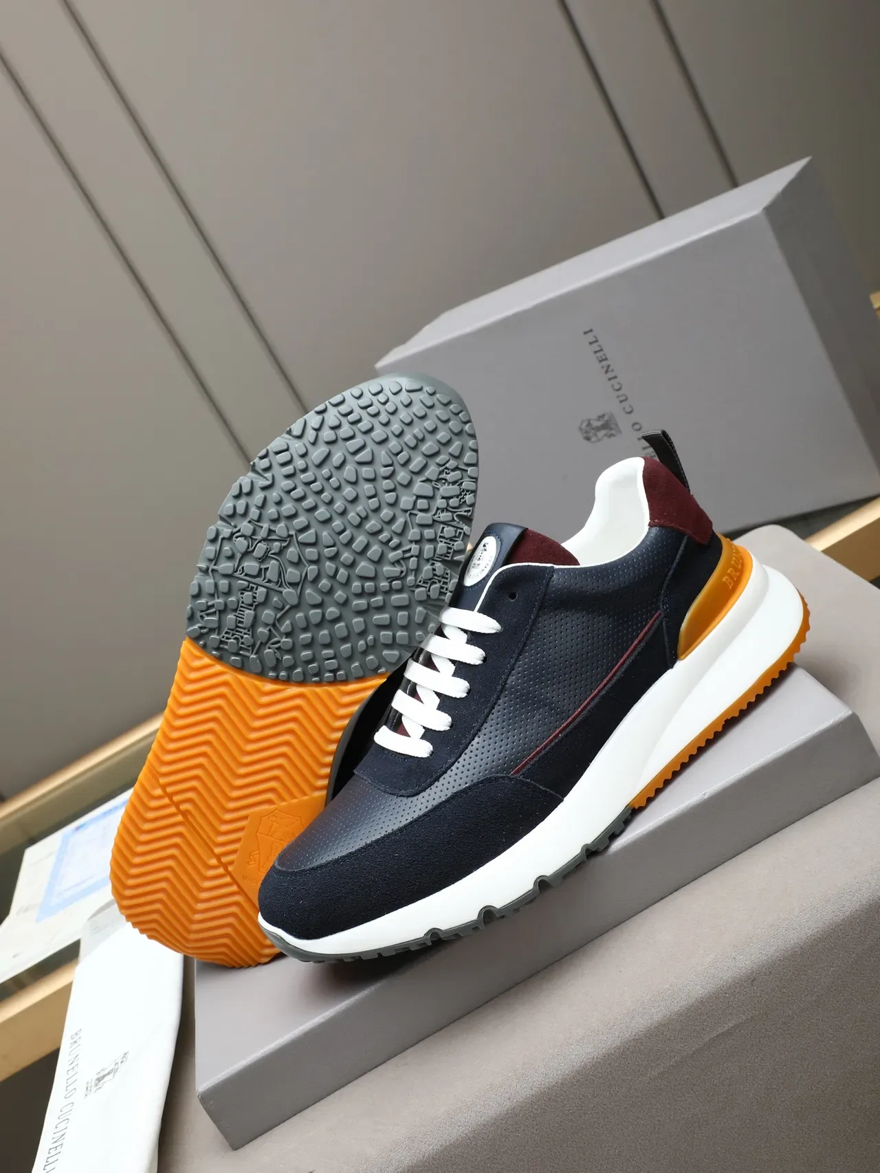 Cinelli Navy and Orange Perforated Lifestyle Sneaker 4
