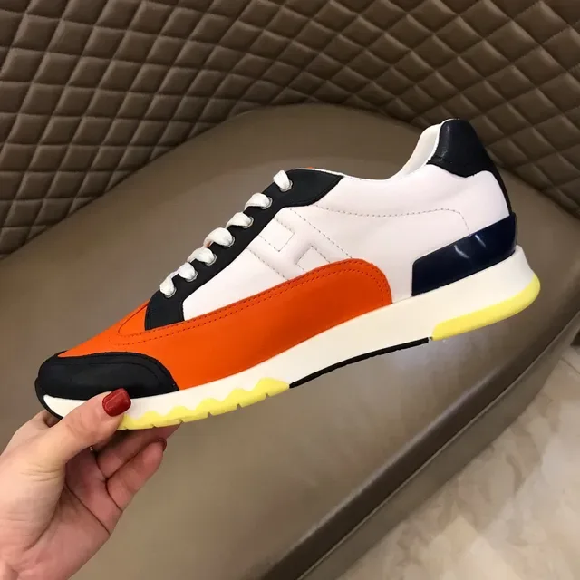 Color-Blocked Layered Leather Low-Top Lace-Up Sneaker 3