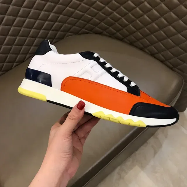 Color-Blocked Layered Leather Low-Top Lace-Up Sneaker 6