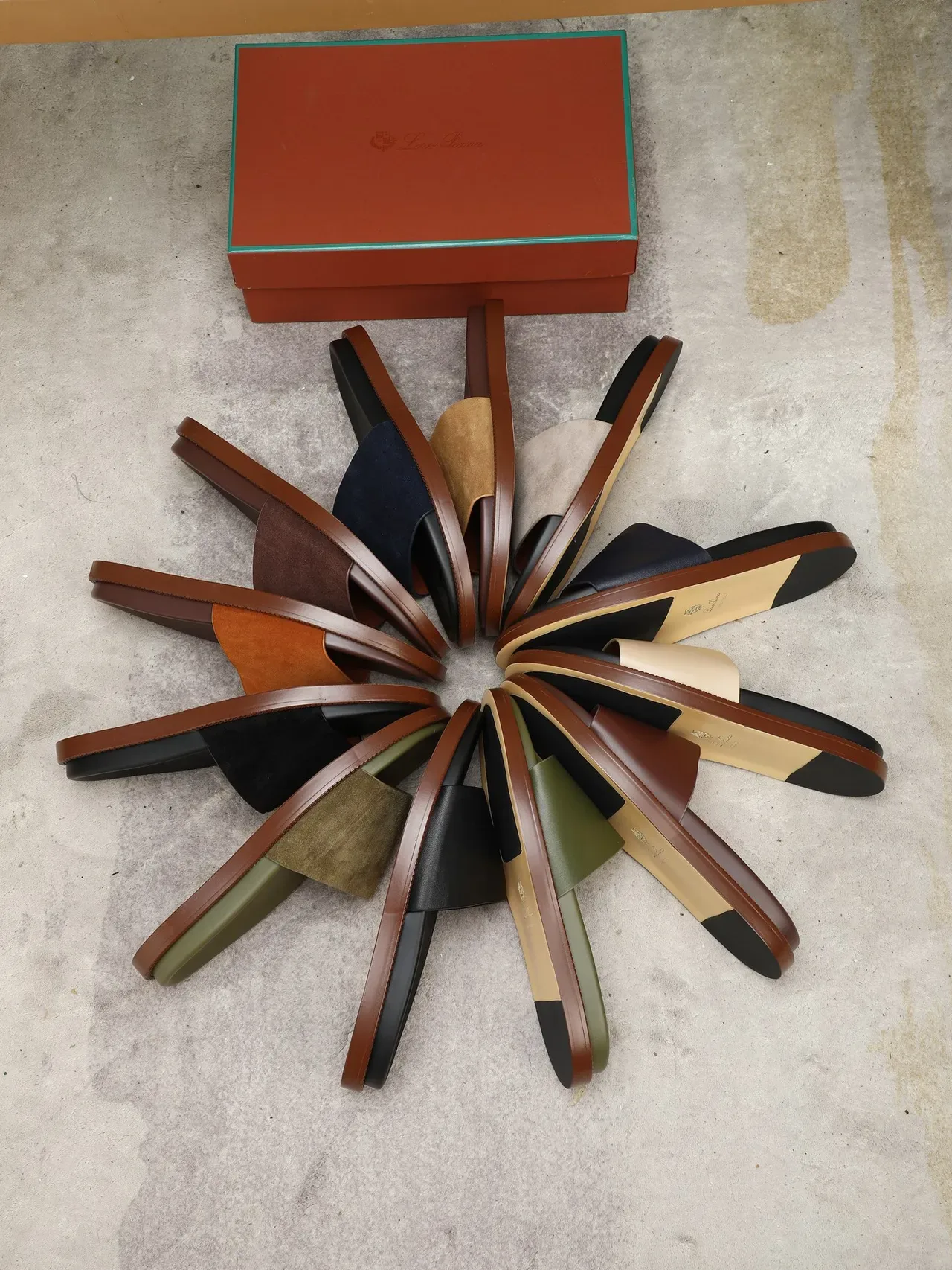Contrast-Strap Suede and Leather Slide Slippers 2