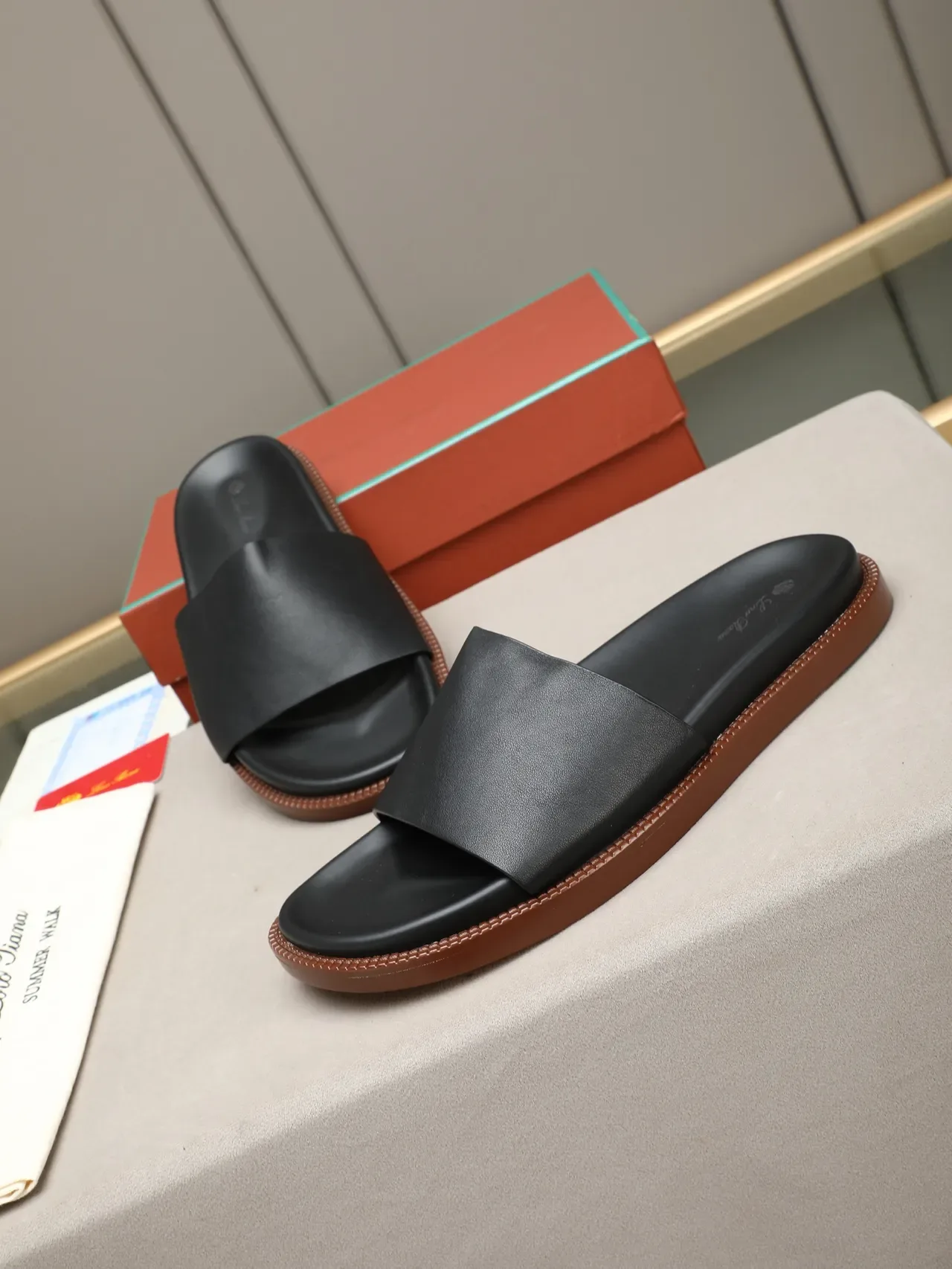 Contrast-Strap Suede and Leather Slide Slippers 5
