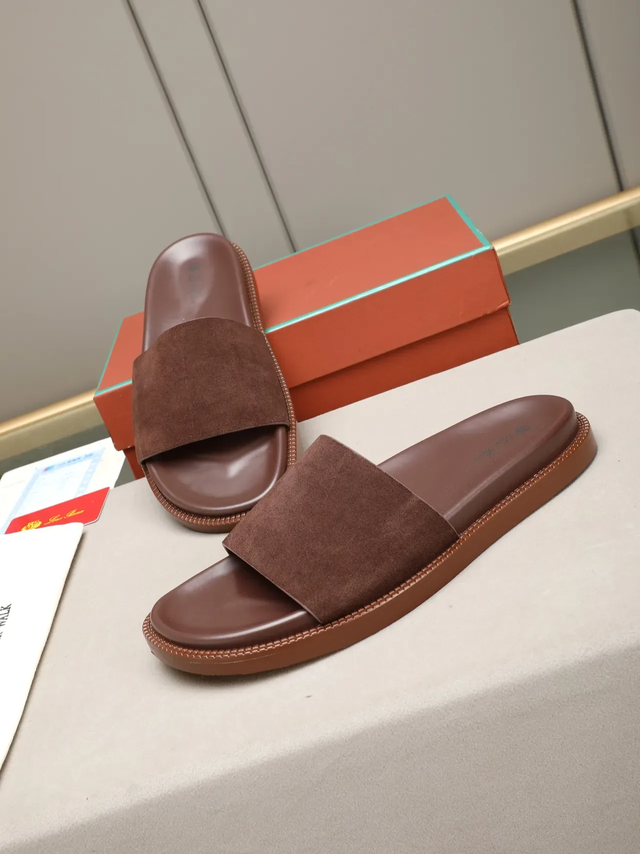 Contrast-Strap Suede and Leather Slide Slippers 9