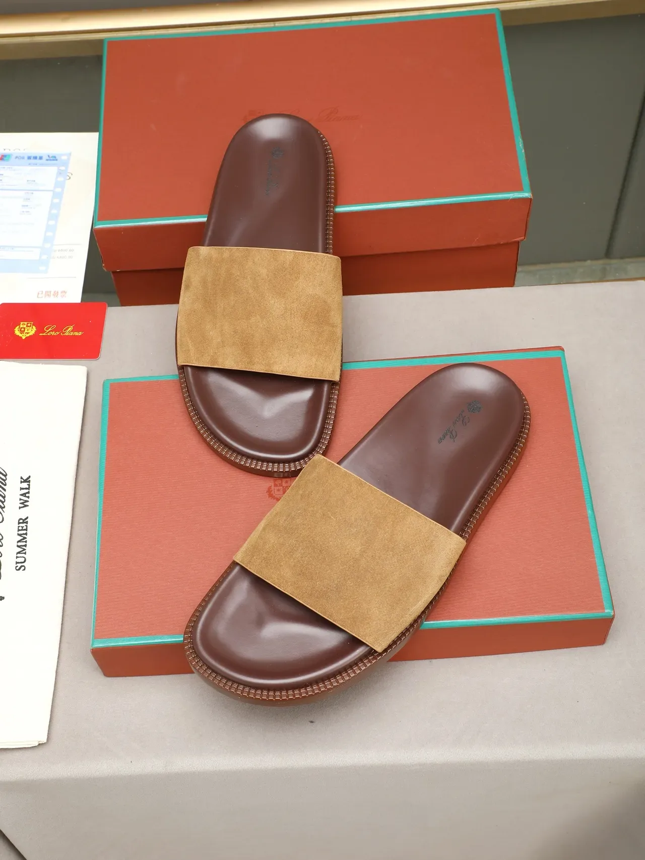 Contrast-Strap Suede and Leather Slide Slippers 12