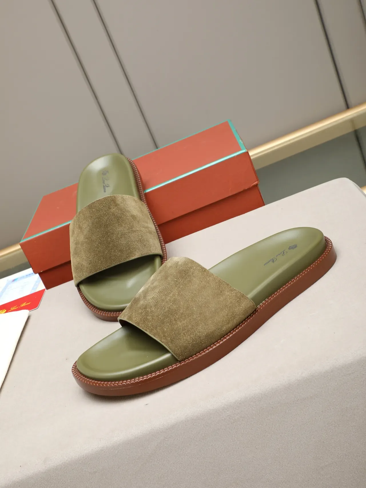 Contrast-Strap Suede and Leather Slide Slippers 14