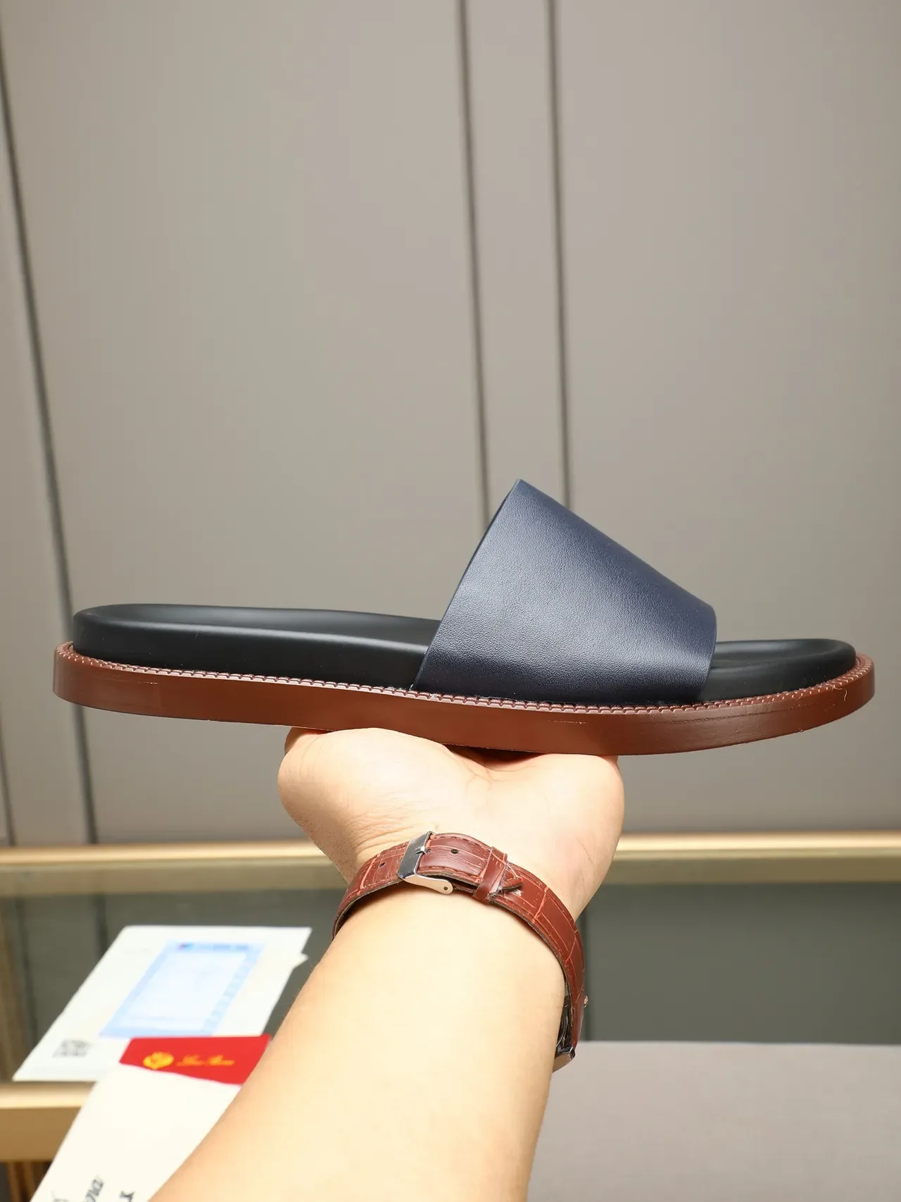 Contrast-Strap Suede and Leather Slide Slippers 19