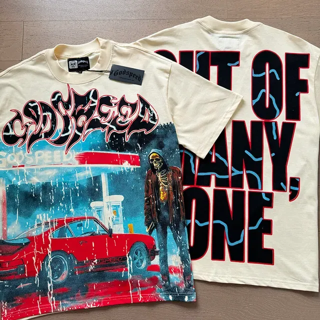 Cream Graphic-Print Oversized Double-Sided T-Shirt 4