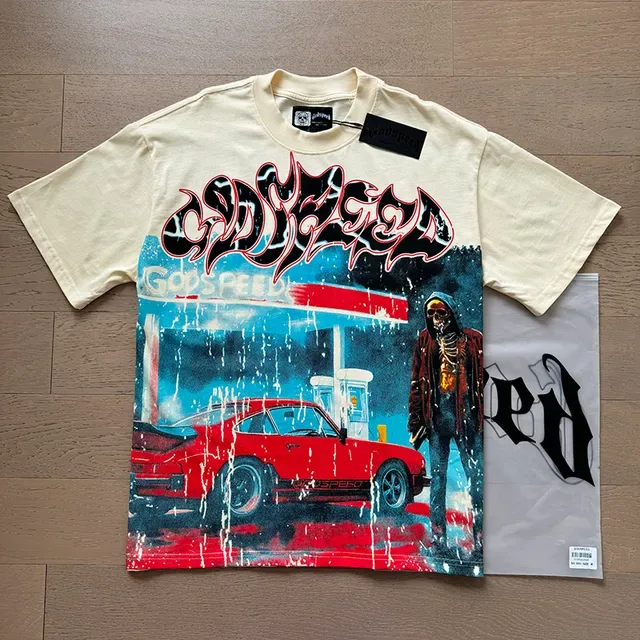 Cream Graphic-Print Oversized Double-Sided T-Shirt 6