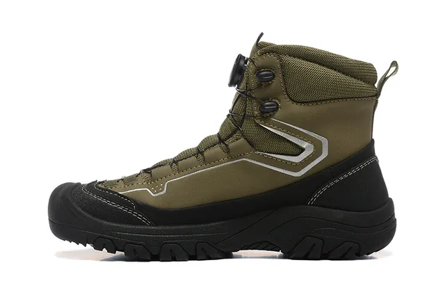 CRISPI Army Green Black BOA Dial Closure Gaiter-Style Collar Hiking Boots 2