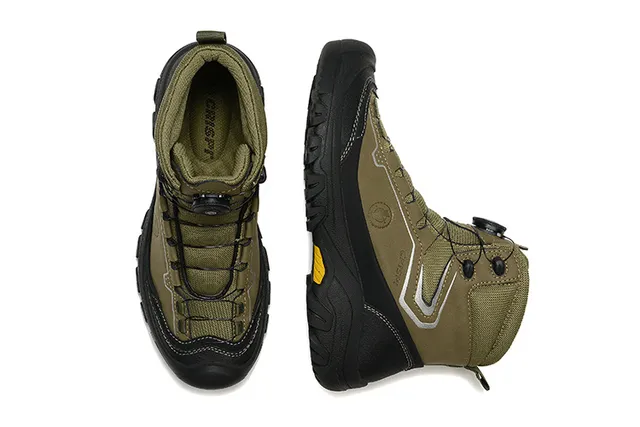CRISPI Army Green Black BOA Dial Closure Gaiter-Style Collar Hiking Boots 6