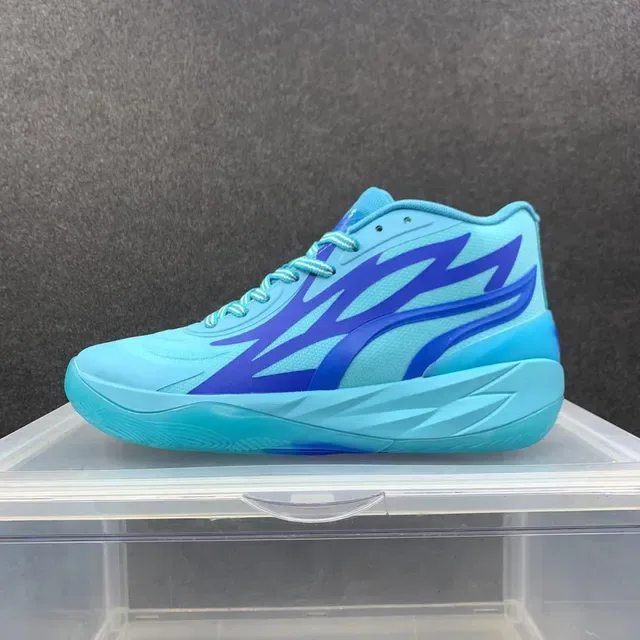 Cyan and Royal Blue High-Top Graphic Sneakers 2
