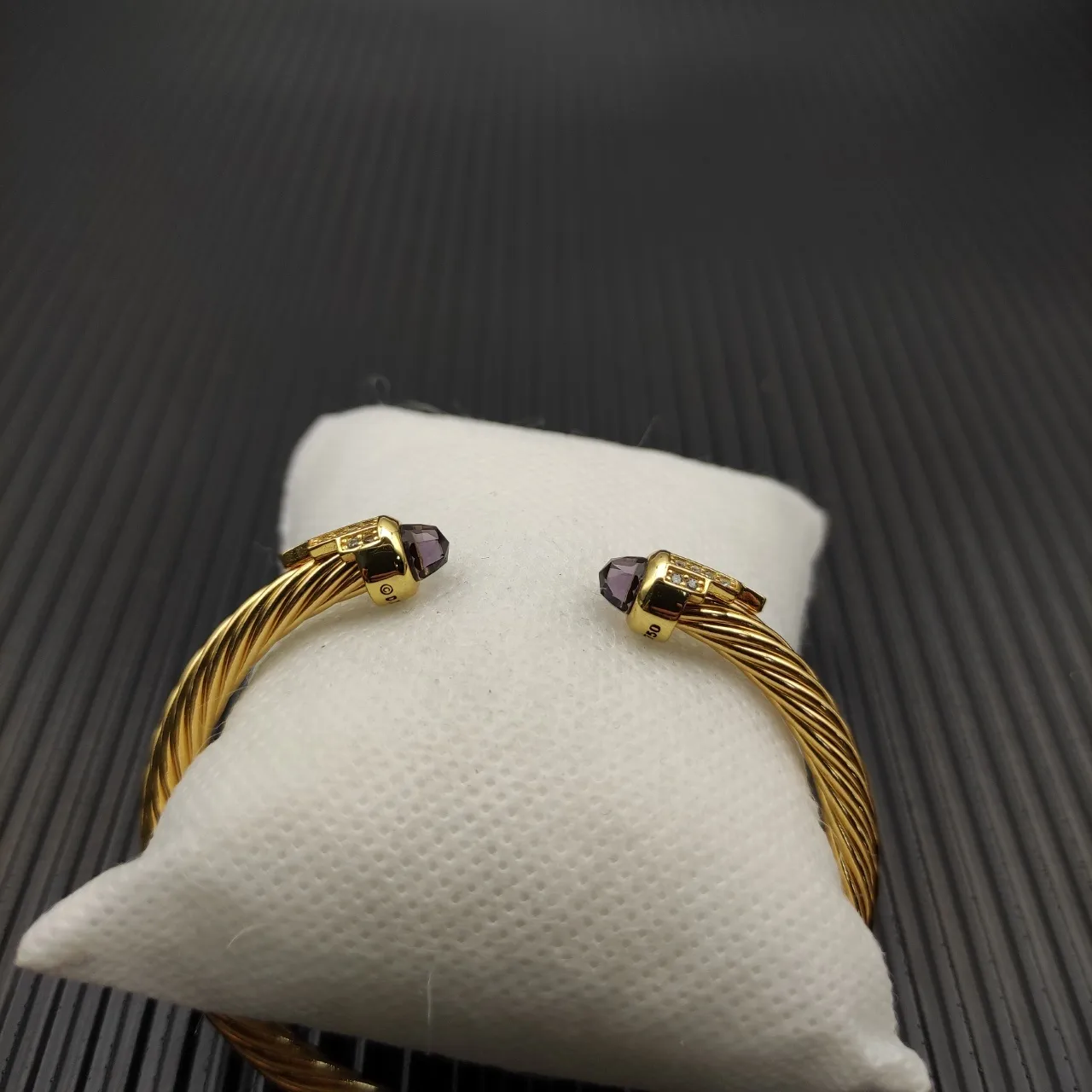 David Yurman Cable Classics Gold Purple Twisted Pavé-Set Stones Bracelet 4