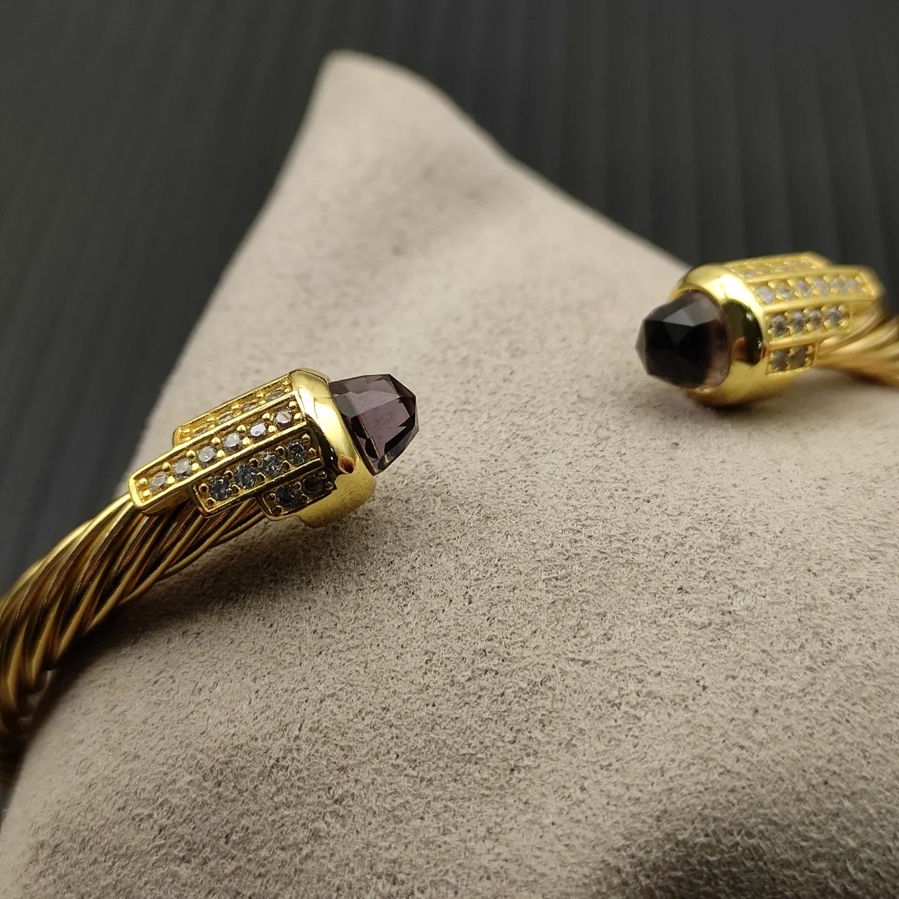 David Yurman Cable Classics Gold Purple Twisted Pavé-Set Stones Bracelet 5