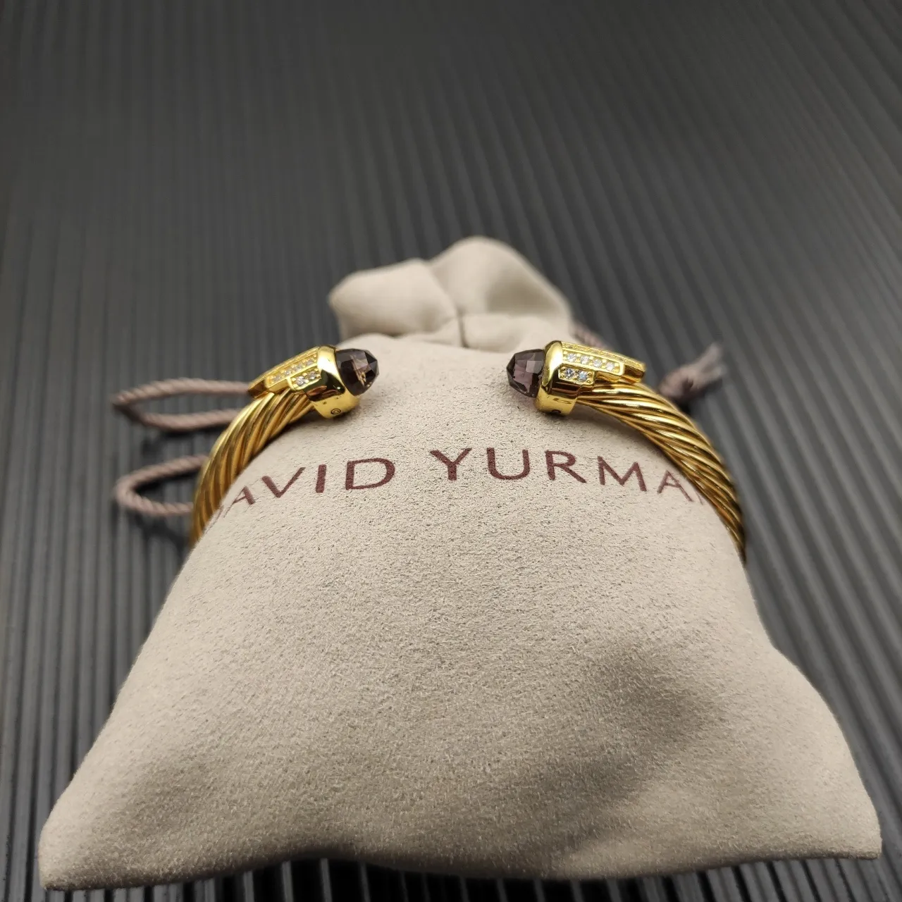 David Yurman Cable Classics Gold Purple Twisted Pavé-Set Stones Bracelet 6