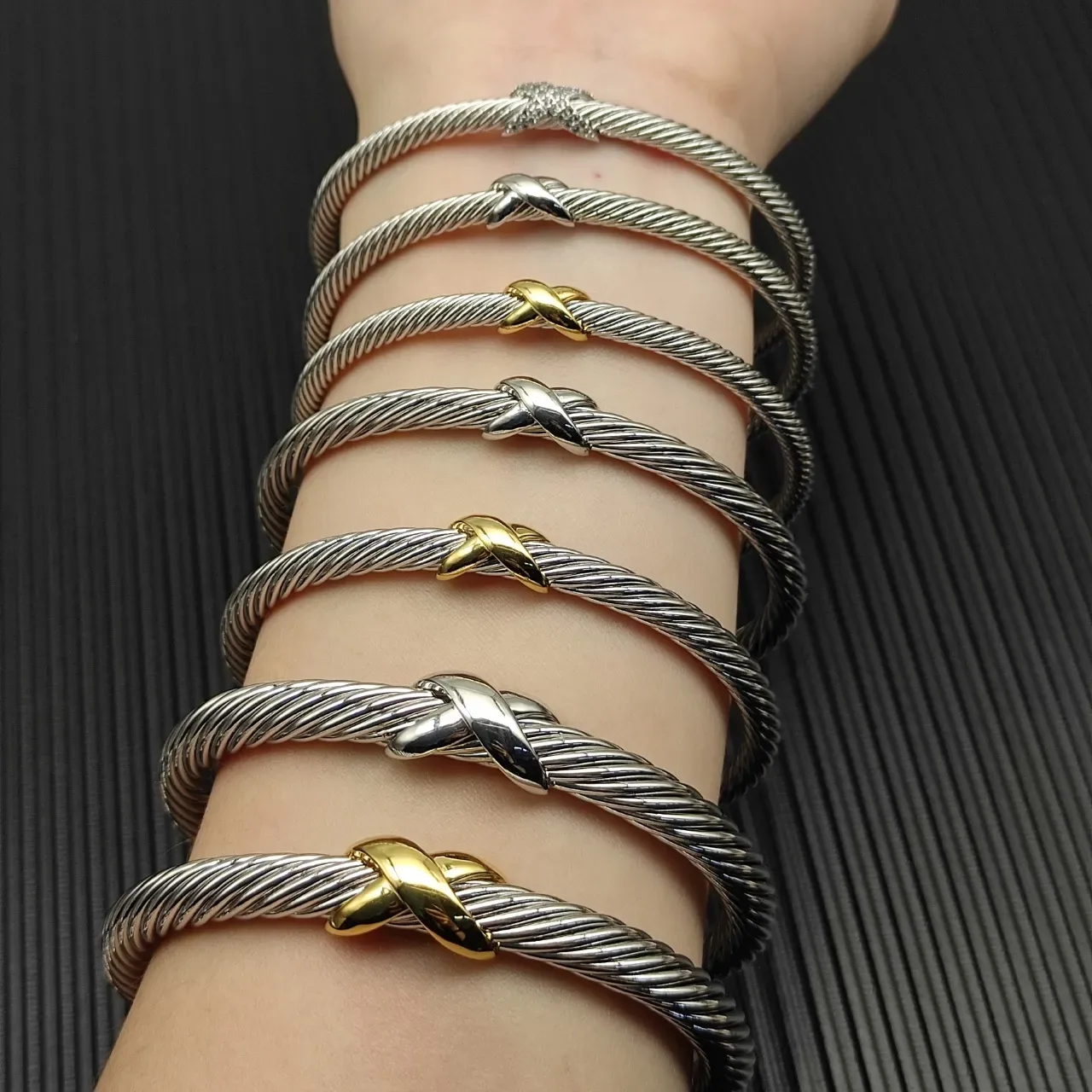 David Yurman Cable Classics Twisted Cable X-Knot Silver Bracelet 7
