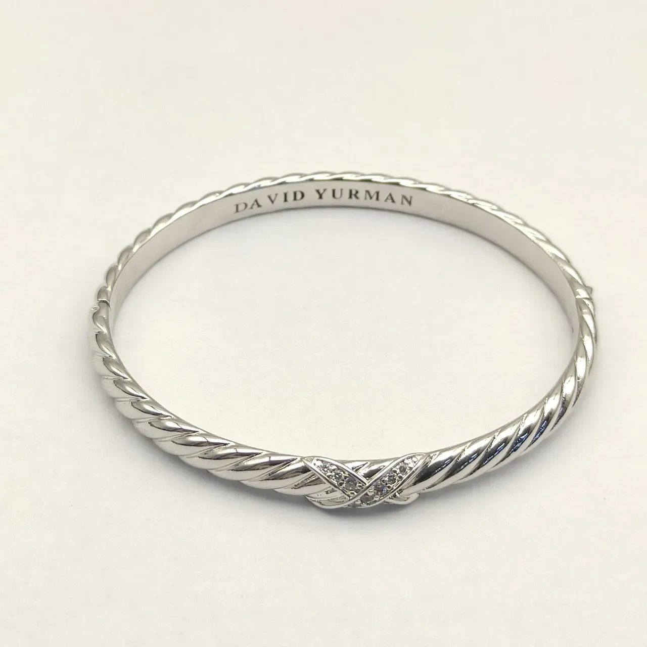 David Yurman Cable Classics Twisted Diamond Accent Silver Bracelet 2