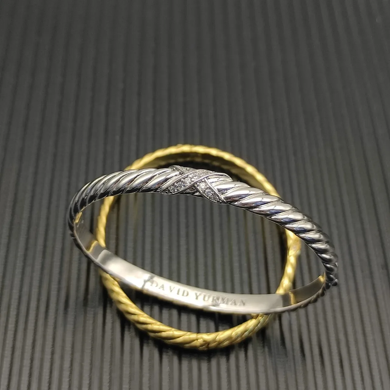 David Yurman Cable Classics Twisted Diamond Accent Silver Bracelet 4