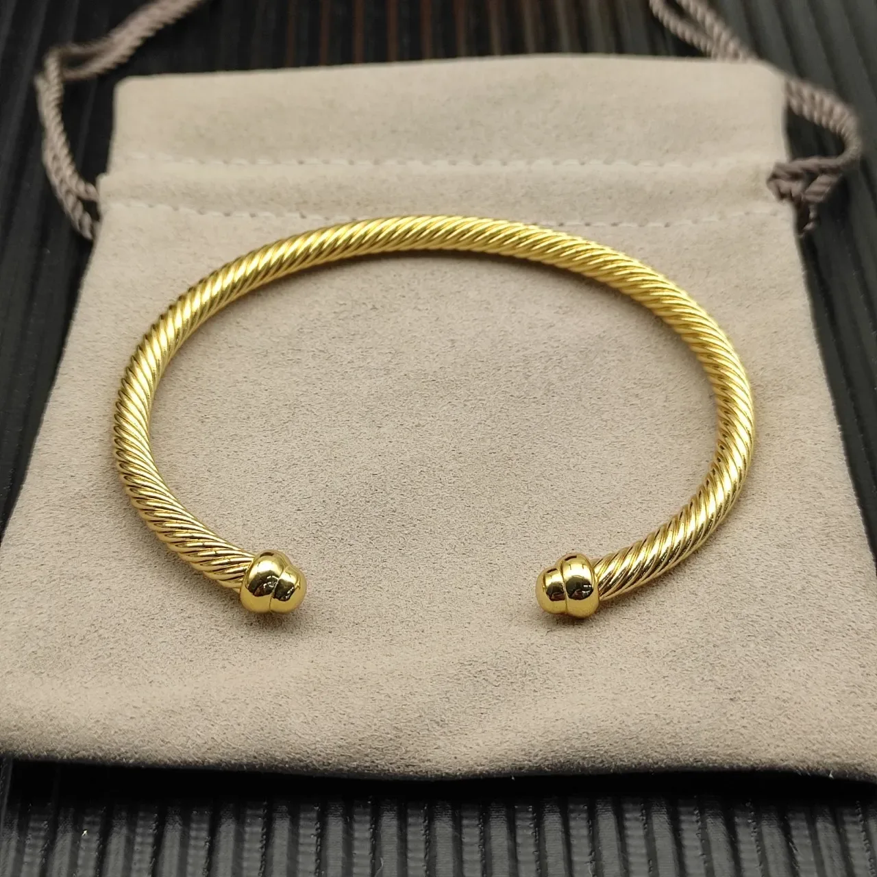 David Yurman Cable Classics Twisted Gold-Tone Open Cuff Bracelet 9