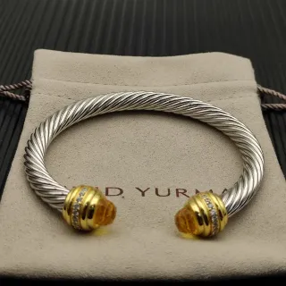 سوار David Yurman Cable Classics Twisted فضة وذهب Citrine
