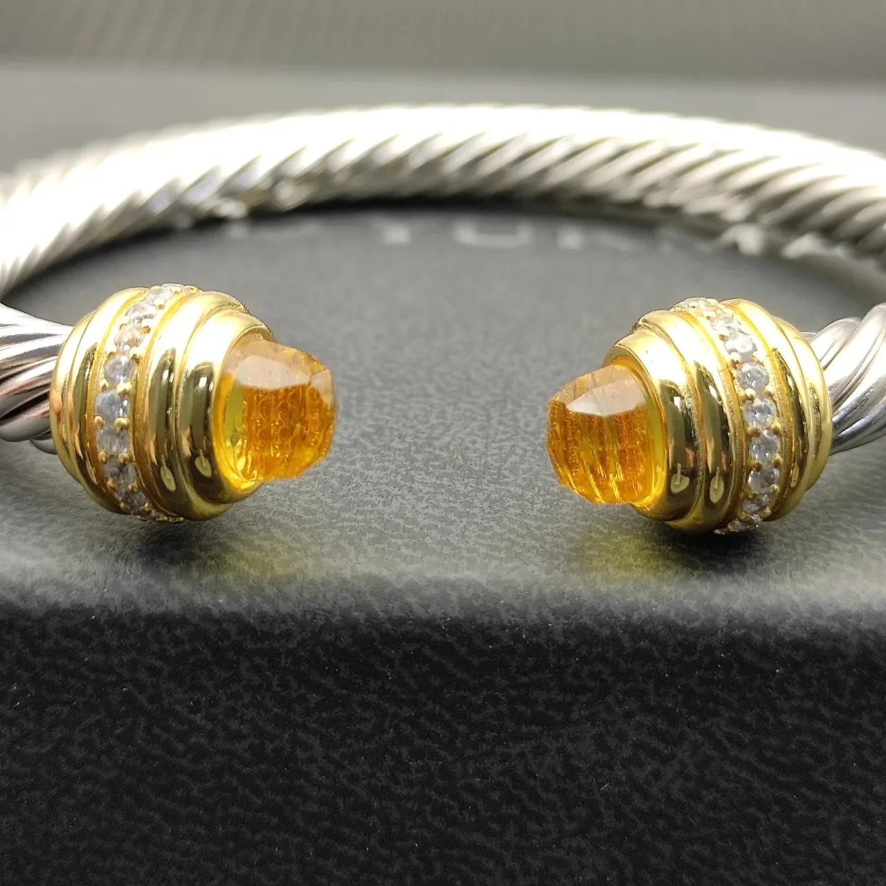 David Yurman Cable Classics Twisted Silver and Gold Citrine Bracelet 3