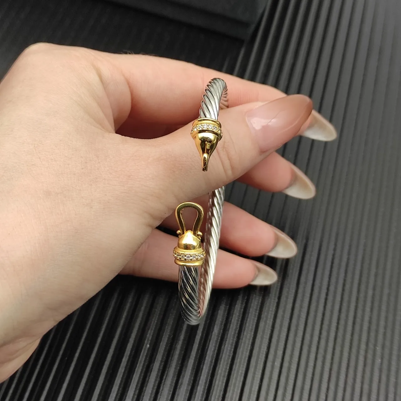 David Yurman Cable Classics Two-Tone Pavé Clasp Bracelet 2
