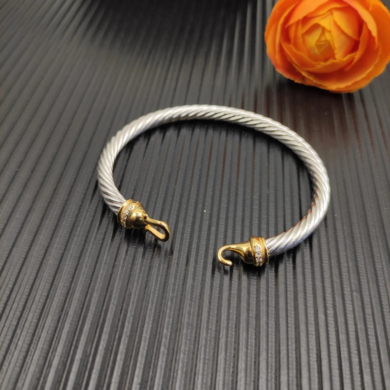 David Yurman Cable Classics Two-Tone Pavé Clasp Bracelet 4