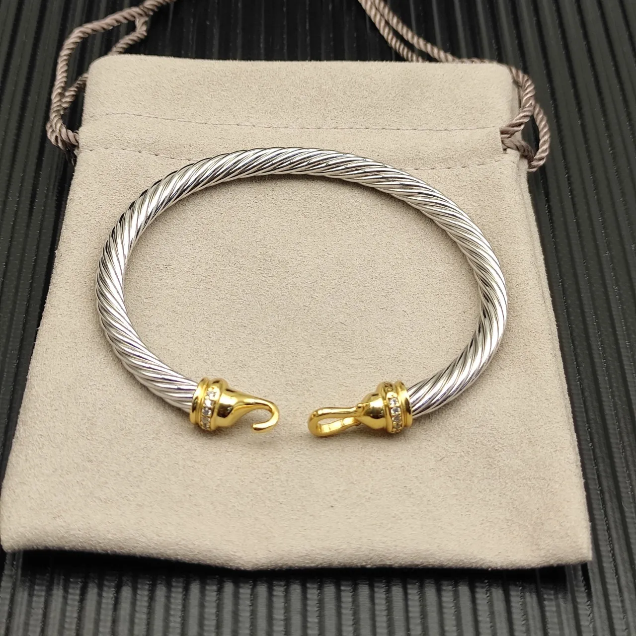 David Yurman Cable Classics Two-Tone Pavé Clasp Bracelet 7