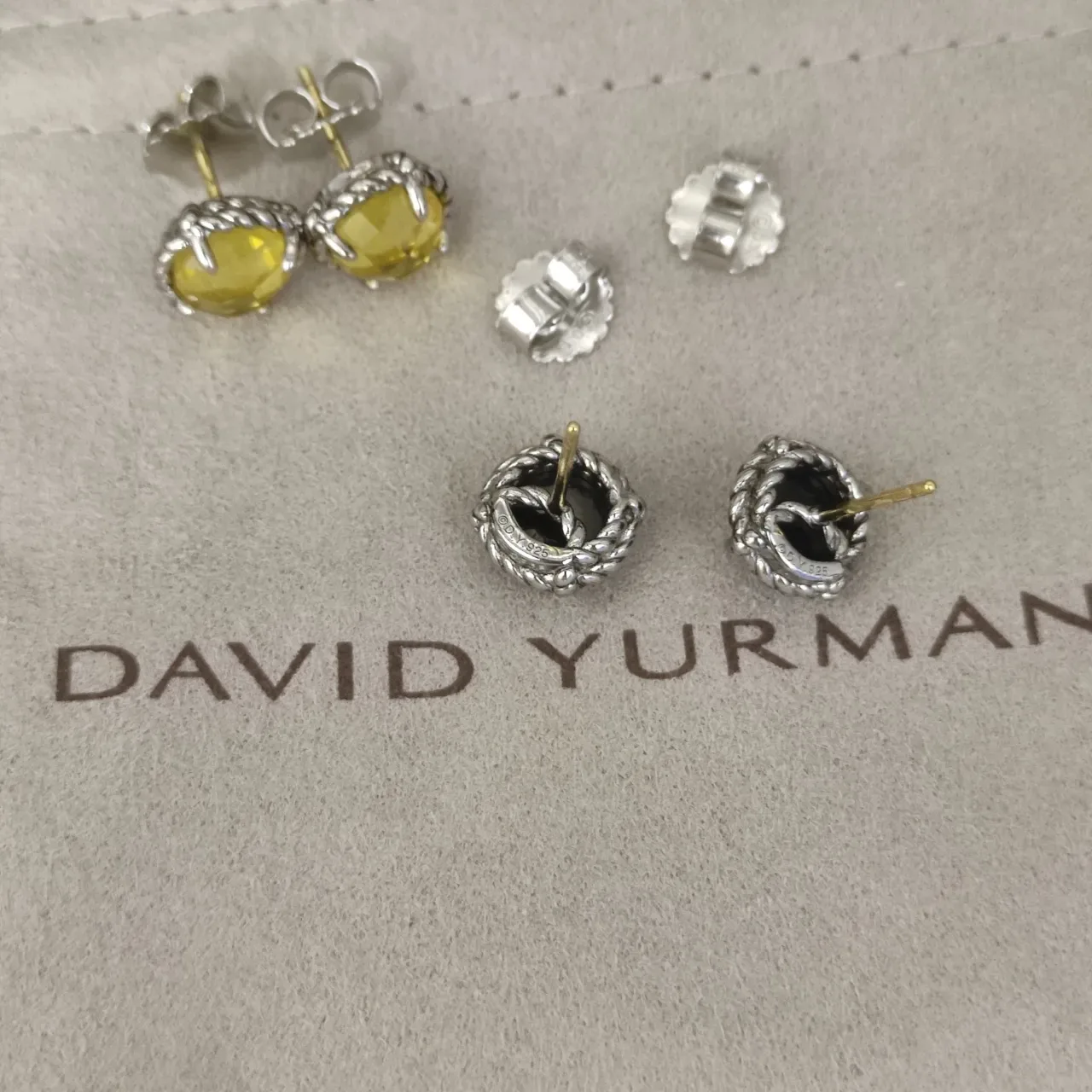David Yurman Cable Collectibles Black Faceted Stone Sterling Silver Stud Earrings 2