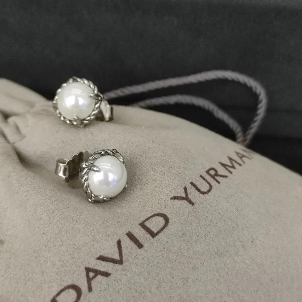 David Yurman Cable Collectibles Black Faceted Stone Sterling Silver Stud Earrings 3