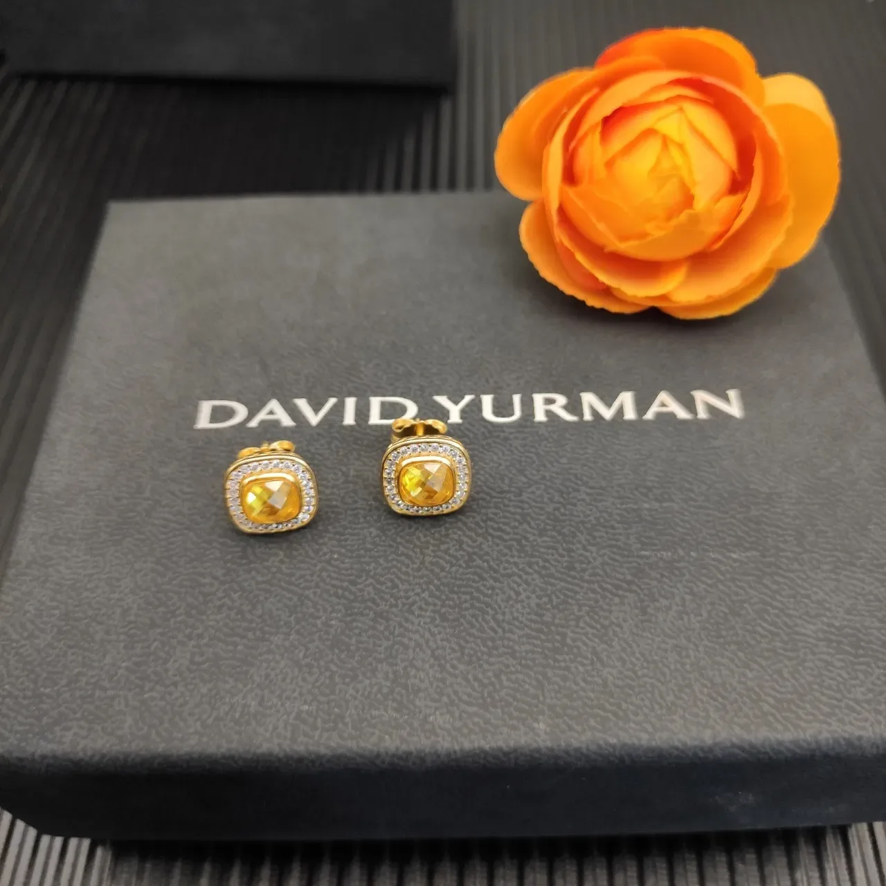 David Yurman Citrine and Diamond Halo Stud Earrings 8