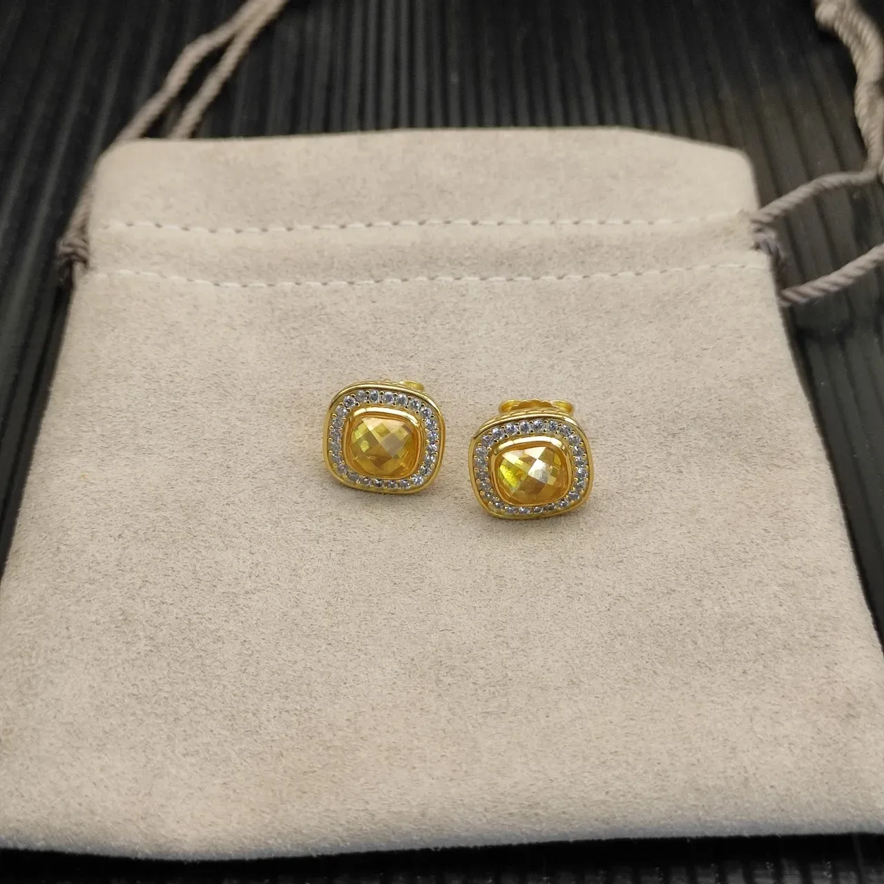 David Yurman Citrine and Diamond Halo Stud Earrings 9