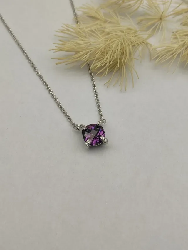 David Yurman Cushion-Cut Purple Gem Pendant Necklace 4