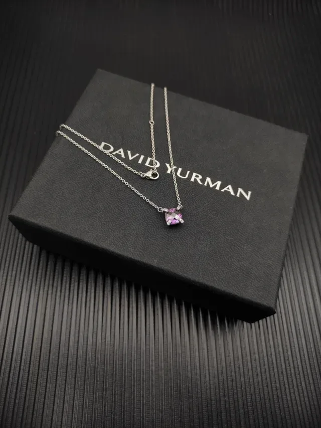 David Yurman Cushion-Cut Purple Gem Pendant Necklace 5