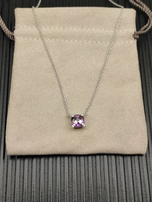 David Yurman Cushion-Cut Purple Gem Pendant Necklace 8
