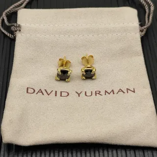 David Yurman Gold-Tone Black Stone Pavé Stud Earrings