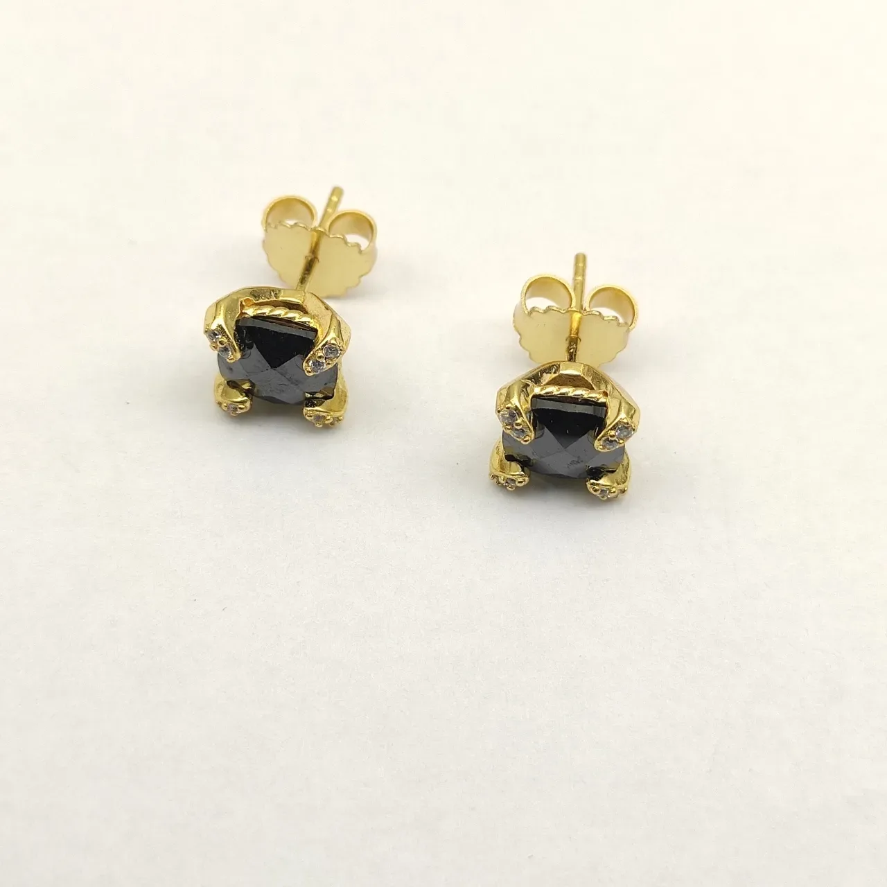 David Yurman Gold-Tone Black Stone Pavé Stud Earrings 5