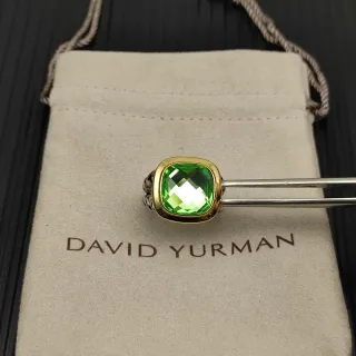 David Yurman Green Gold Cushion-Cut Gemstone Bezel Ring