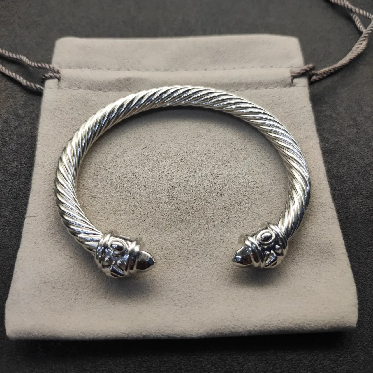 David Yurman Twisted Cable Sculpted End Cap Bracelet 9