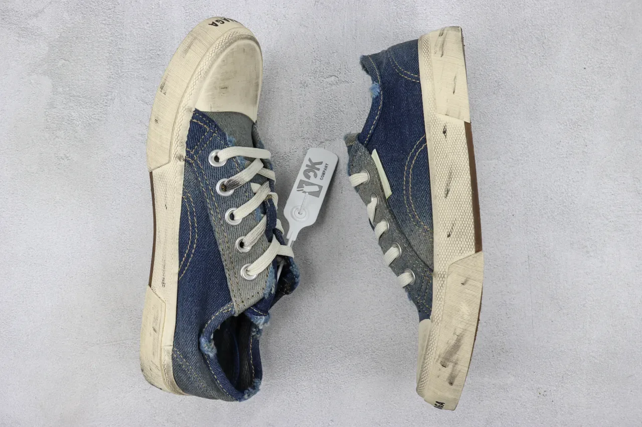 Denim Low-Top Distressed Sneaker 2
