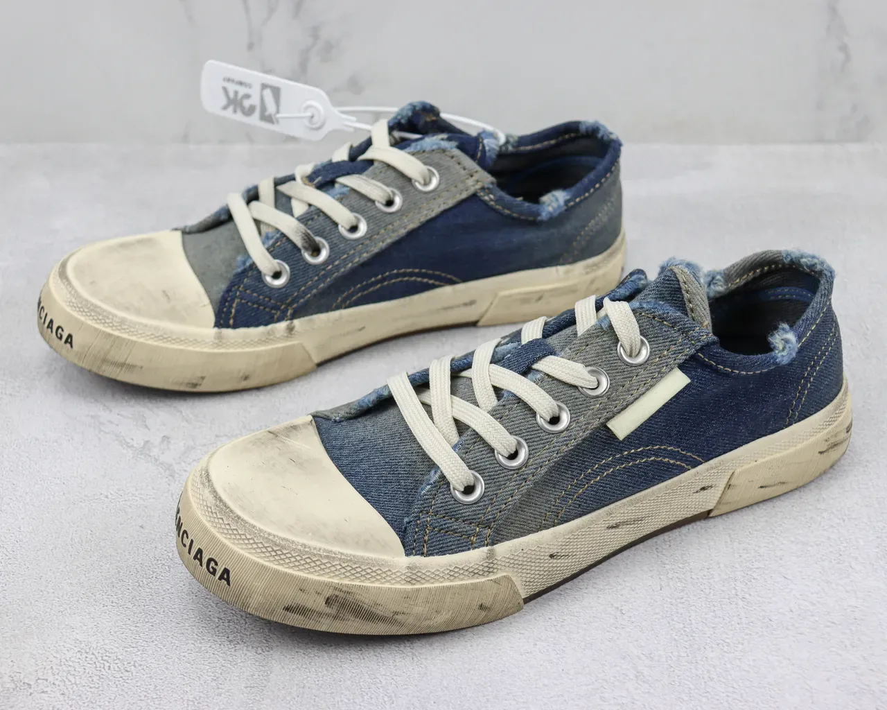 Denim Low-Top Distressed Sneaker 4