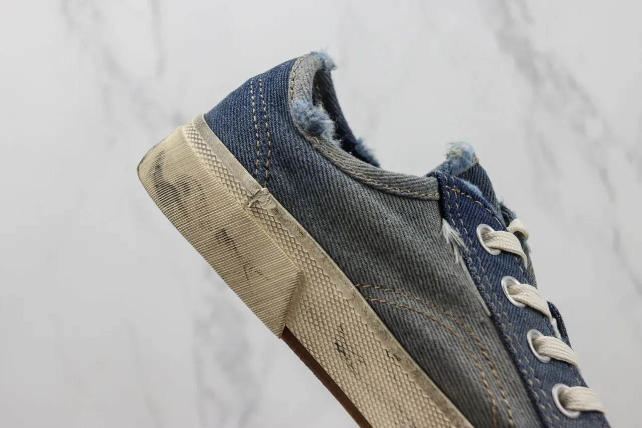 Denim Low-Top Distressed Sneaker 5