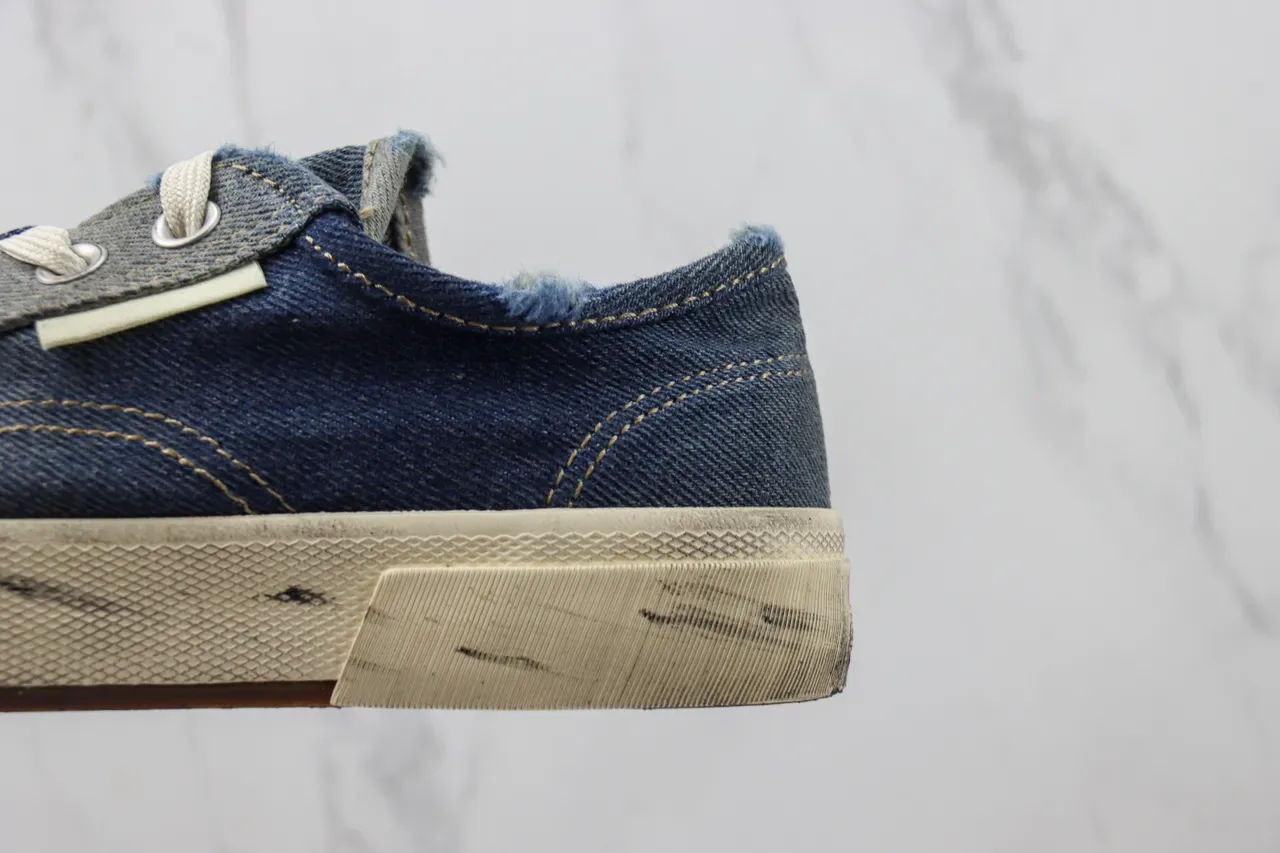 Denim Low-Top Distressed Sneaker 7