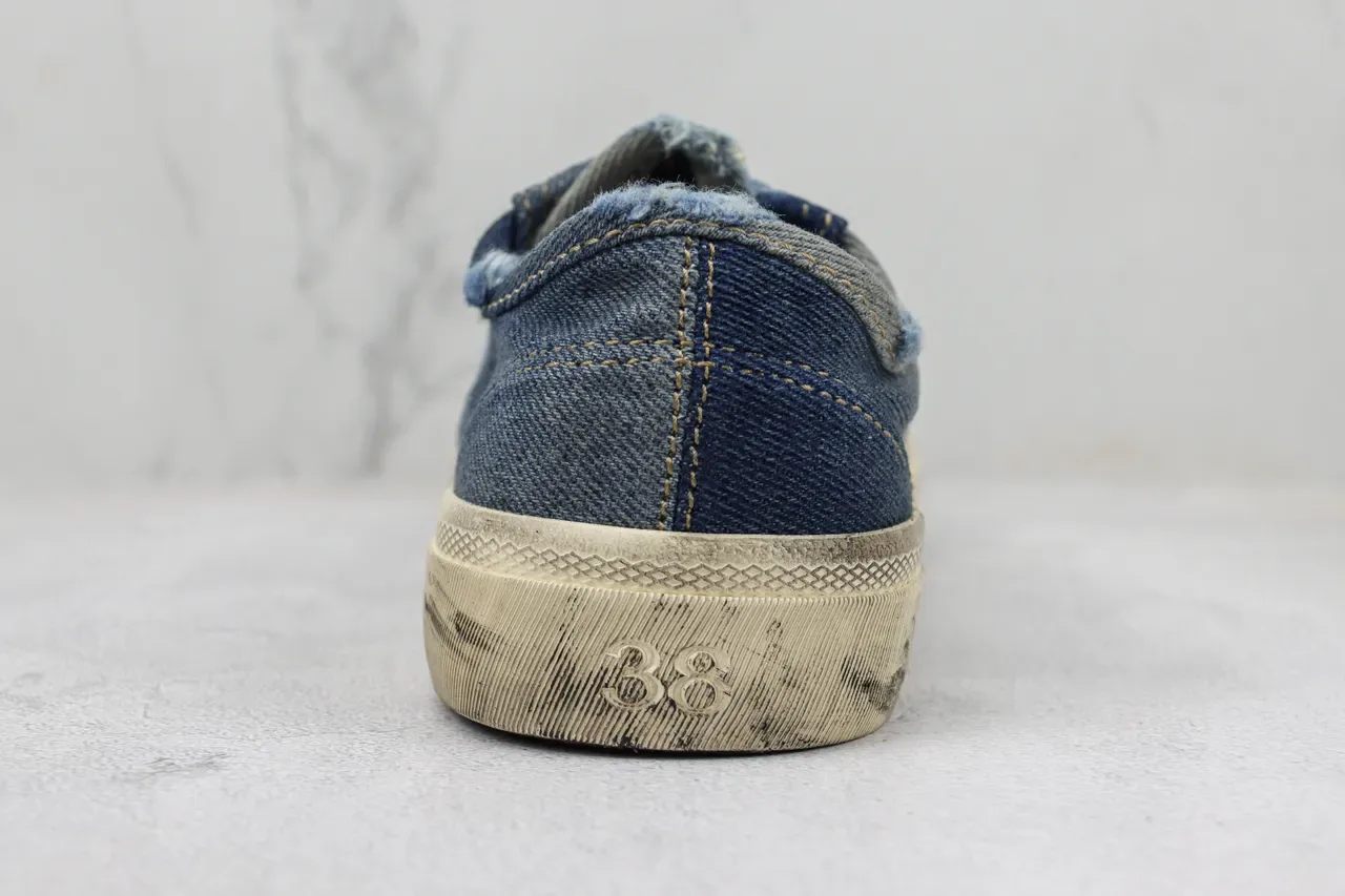 Denim Low-Top Distressed Sneaker 9