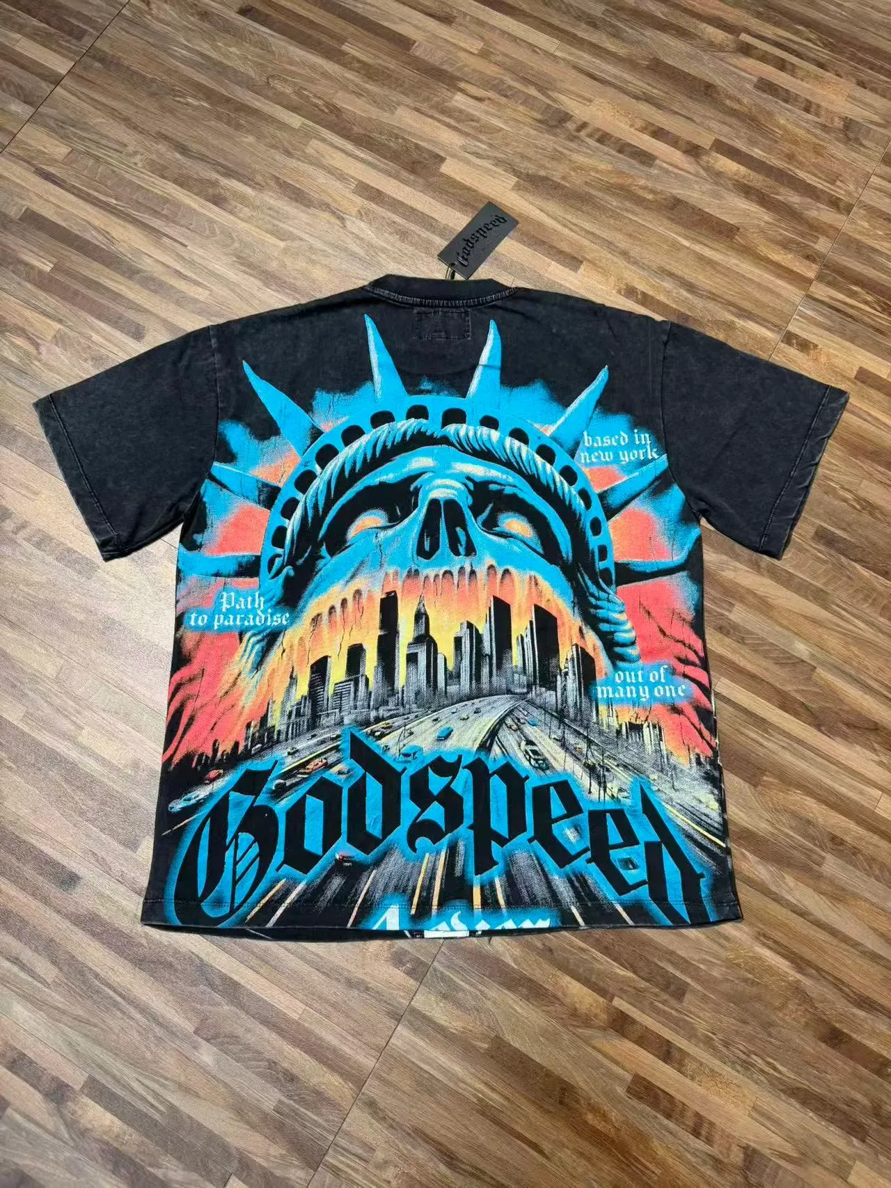 Distressed Black Graphic Print Oversized T-Shirt 3