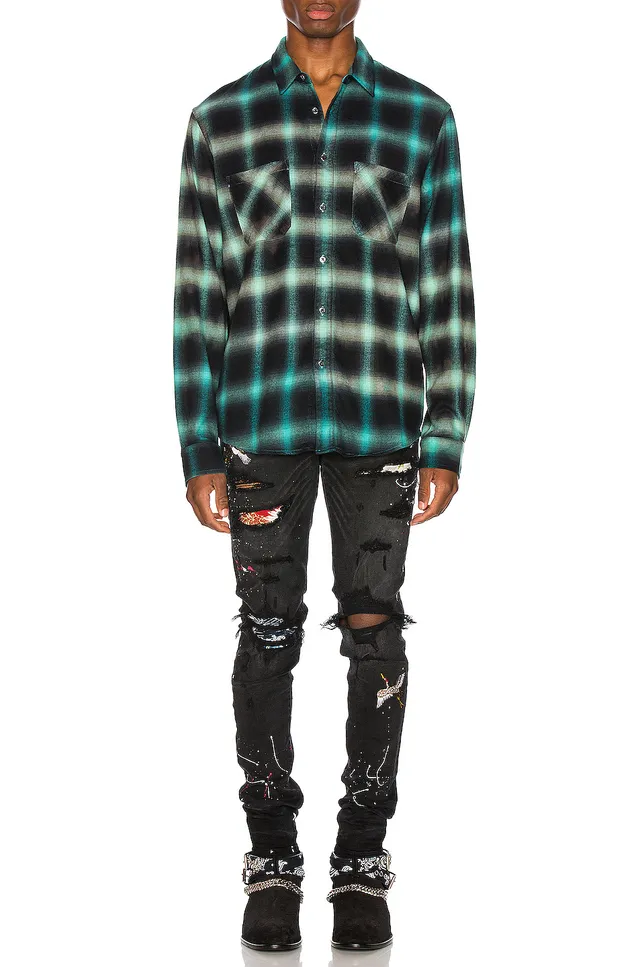 Distressed Black Paint-Splatter Bird Motif Slim-Fit Jeans 15