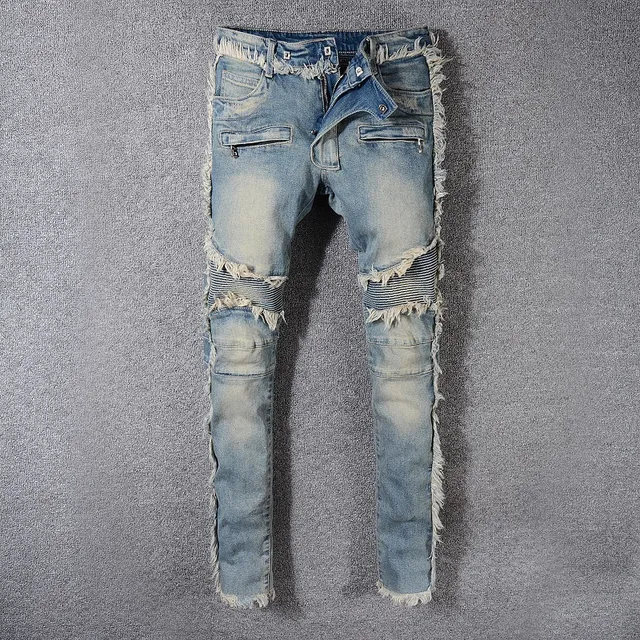 Distressed Frayed-Edge Slim-Fit Jeans 14