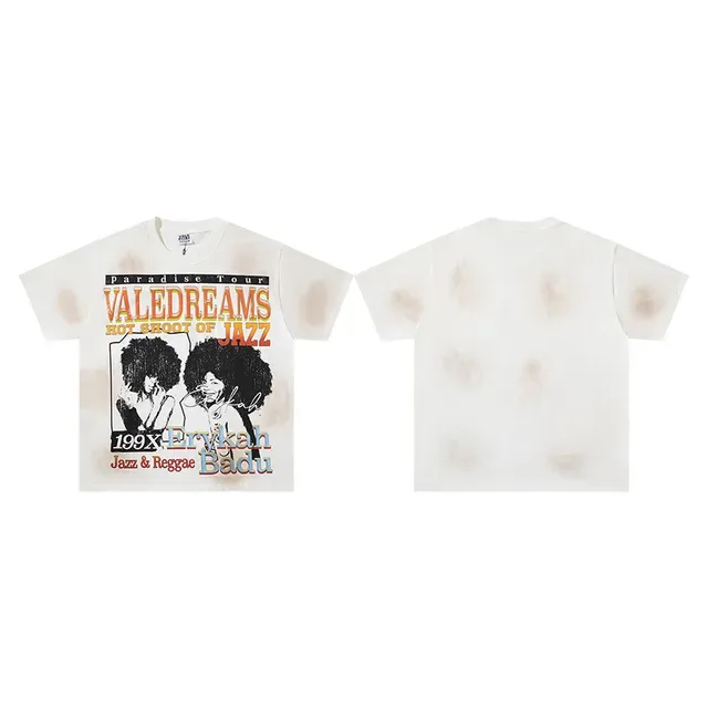 Distressed Graphic Print Off-White T-Shirt 2